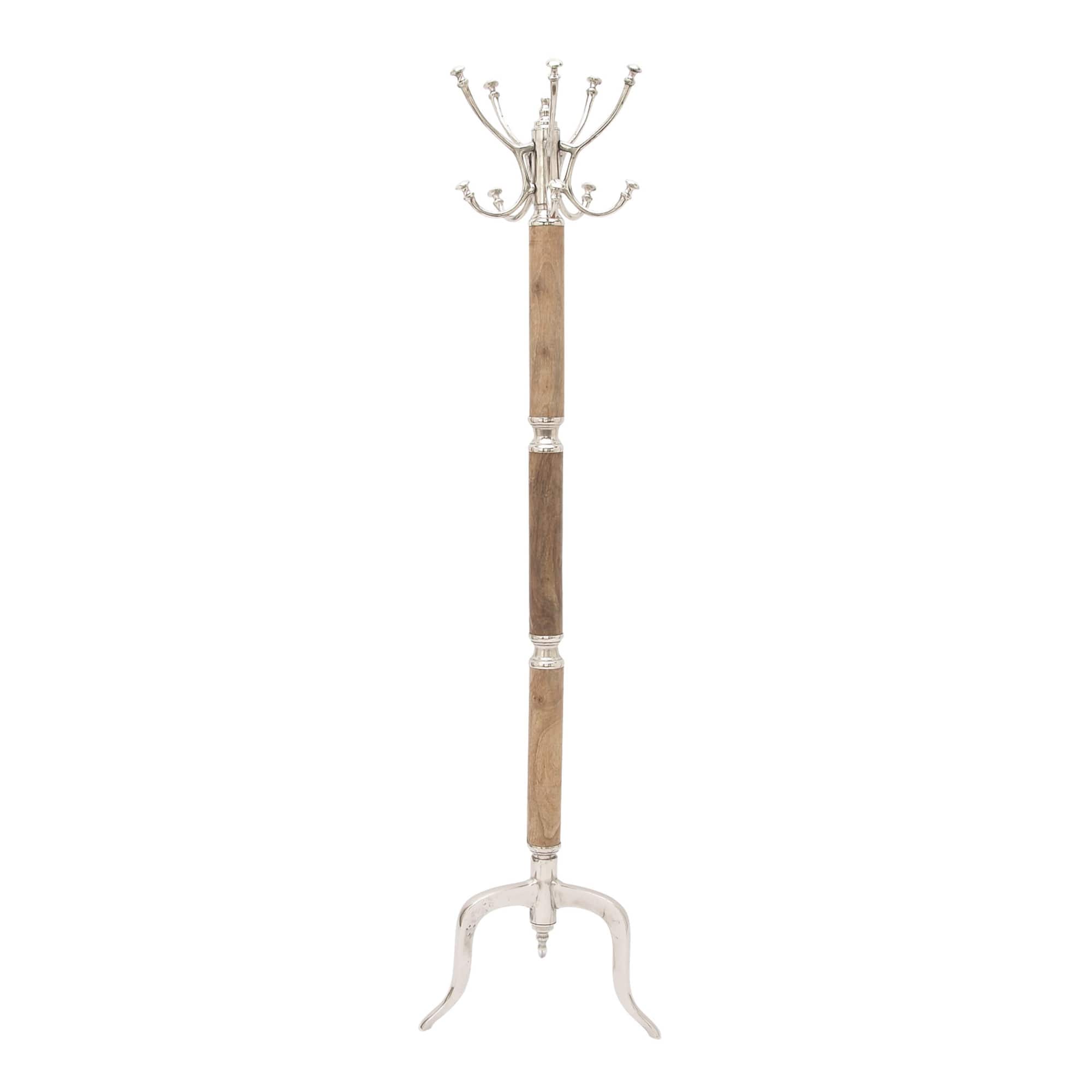 Silver Mango Wood Traditional Coat Rack, 72" x 19" x 19"